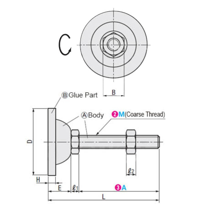 1123988 | MLM-200M-200-ZRP-ECO --- Levelling Studded Mounts - M20 - 20x2.5mm - 80x38 mm Economy - Steel - Zinc Mount