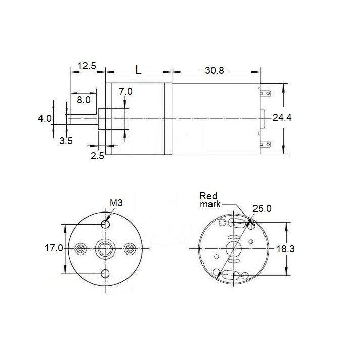 1108944 | GM-25A370-378 --- DC Gearmotors - 15 RPM - 18000 g.cm - 27 mm Size 25 Economy