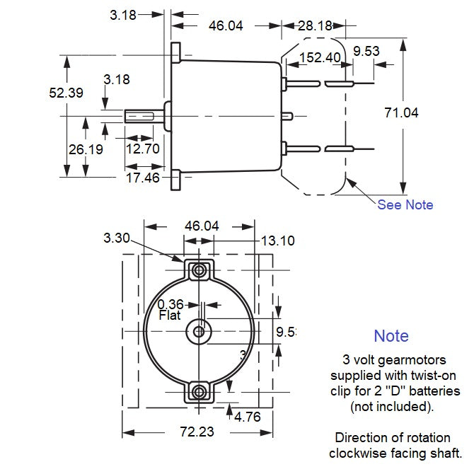 1002151 | GMLV06V-000H --- DC Gearmotors - 0.5 RPM 4300:1 1584 g.cm Low Voltage