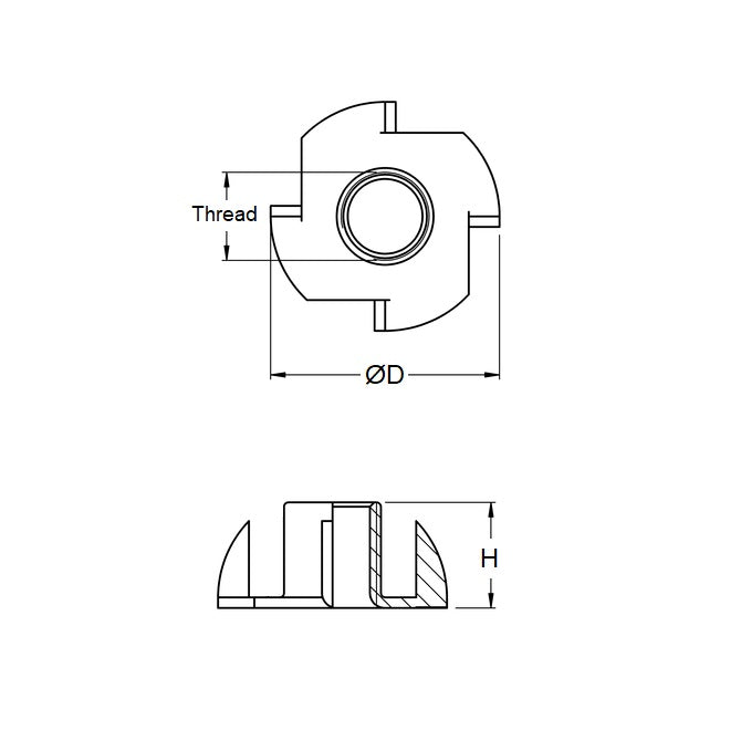 1049913 | NT035C-BL-S6 (10 Pcs) --- Blind Nuts - 6-32 UNC - 3.5mm - 12.7x4.8 mm Standard - Stainless Steel 316 Nut