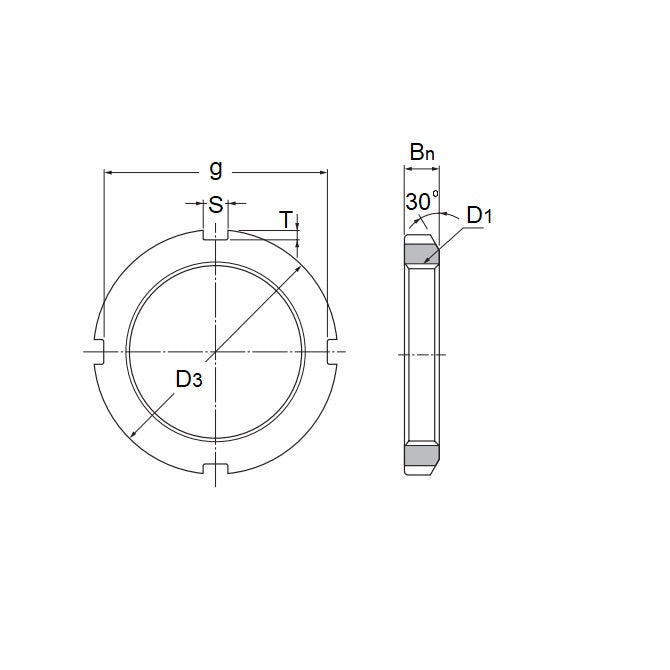 1107851 | KM02 (100 Pcs) --- Bearing Locknuts Nuts - M15 25x5 mm Right Hand Thread - Steel Nut