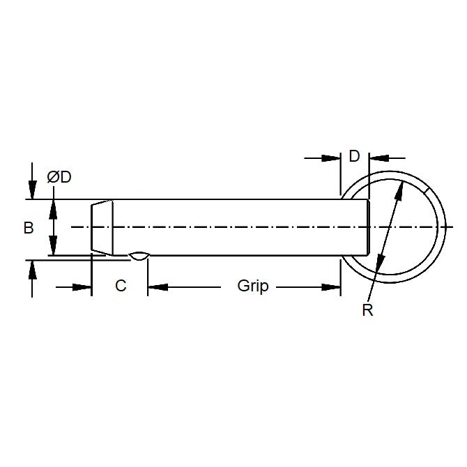 1102882 | BLP-127-0889-K1-C --- Ball Lock Pins - 12.7x88.9 mm - Carbon Steel Keyring Style Pin