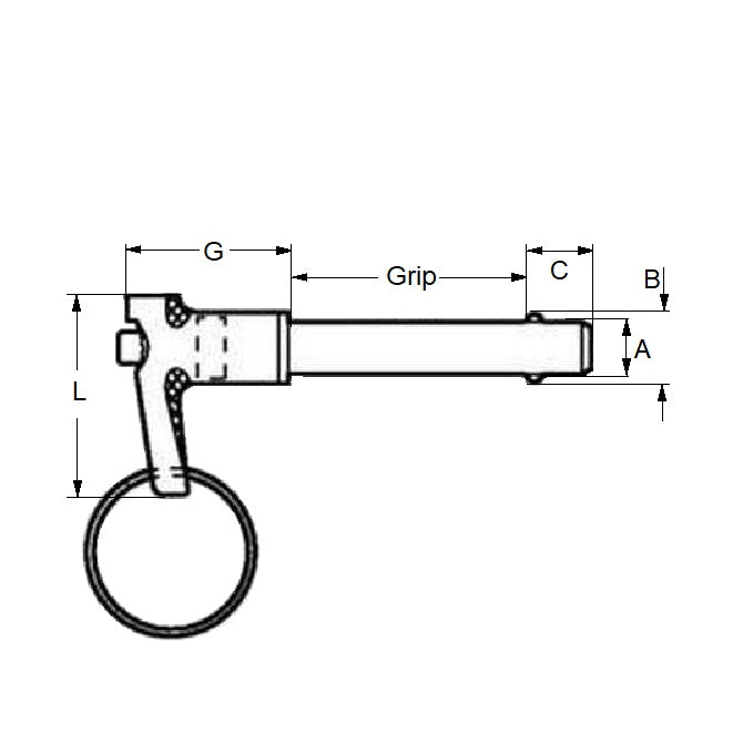 1056384 | BLP-048-0254-LI-S17 --- Ball Lock Pins - 4.76x25.4 mm - 17-4 PH Stainless L-Handle Industrial Stainless Steel Pin