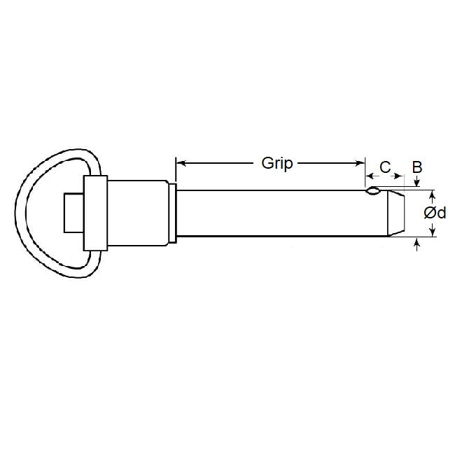 1087847 | BLP-095-0127-MHR-S4 (26 Pcs) --- Ball Lock Pins - 9.53x12.7 mm - 304 Stainless Steel Marine Style Pin