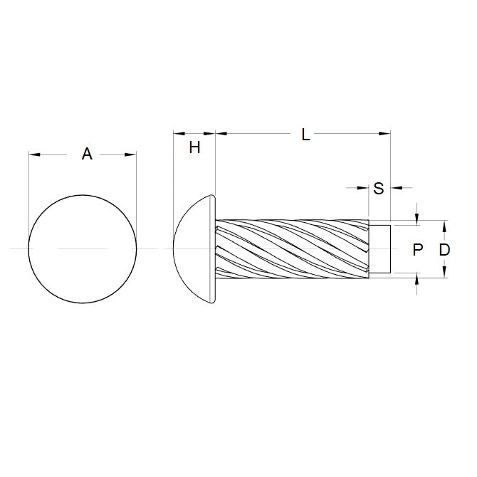 1041614 | HDP024-09R-S4 (10 Pcs) --- Hammer Drive Pins - 2.44x9.5x2.64 mm Round Head Stainless Steel - Stainless Steel Pin