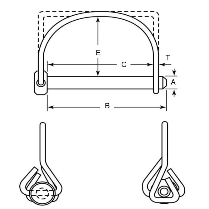 1078275 | LYP-T1-079-057-CZ (25 Pcs) --- Wire Lock Lynch Pins - 7.94x57.15x2.3 mm Single Wire - Carbon Steel Spring Wire Zinc Plated Pin