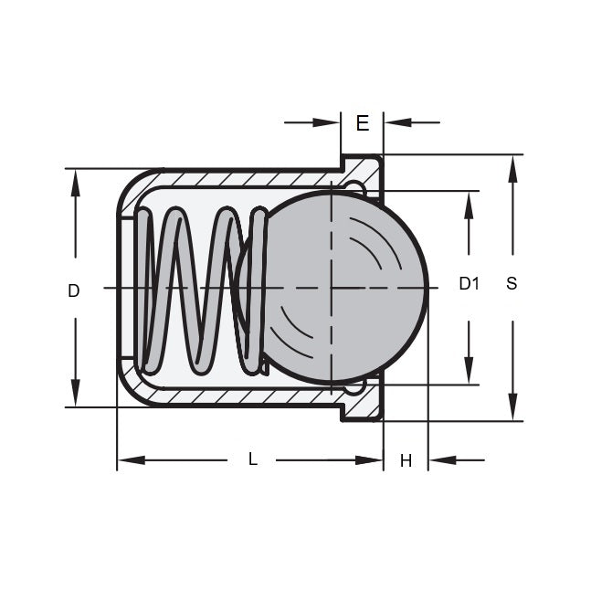 1051567 | PLBP-040-050-S3-010 (20 Pcs) --- Ball Push Fit Plungers - 4x5 mm - 3 N Stainless Body - Stainless Steel 400 Series Hardened Plunger
