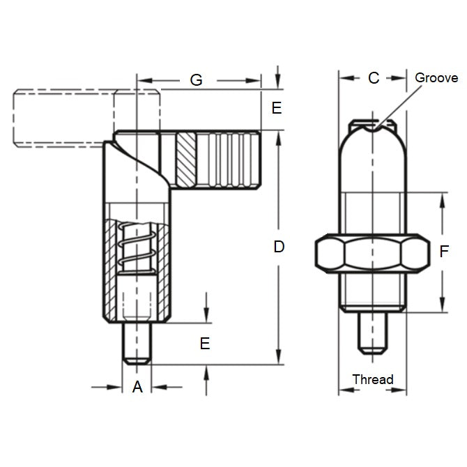 1226083 | PLIT-080-200-150-69-CA-N --- Indexing Cam Action Plungers - M20 Extra Fine - 20x1.5mm - 20.07x36.1 mm - Steel
