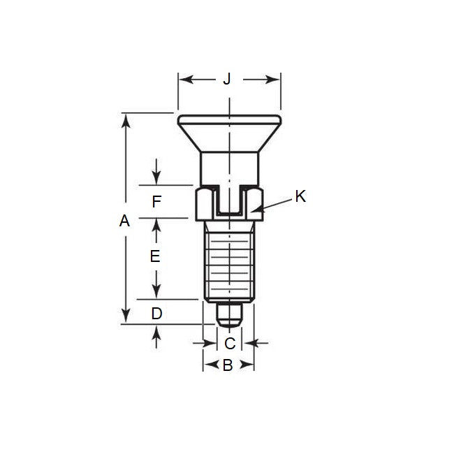 1087341 | PLIT-050-095F-21-LSH-C --- Indexing Plungers - 3/8-24 UNF - 9.53mm - 17 mm - 0.7 N Locking - Steel Plunger