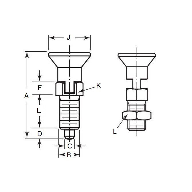 1067931 | PLIT-030-060-075-32-LKPN-C --- Indexing Pull Knob Plungers - M6 Fine - 6x0.75mm - 31.5 mm - 2 N - Steel