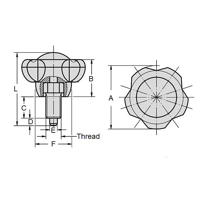 1085587 | PLIT-050-095F-50-LH --- Indexing Large Handle Plungers - 3/8-24 UNF - 9.53mm - 13x50 mm - Steel