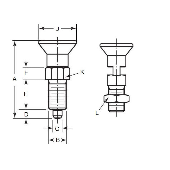 1081822 | PLIT-040-080-100-39-KPN-C --- Indexing Pull Knob Plungers - M8 Fine - 8x1mm - 38.5 mm - 2.7 N - Steel Plunger