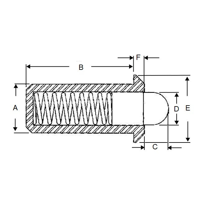 1048824 | PLSP-032-064-AS-009 --- Spring Push Fit Plungers - 3.18x6.4 mm - 4.5 N - Stainless Steel Body with Acetal