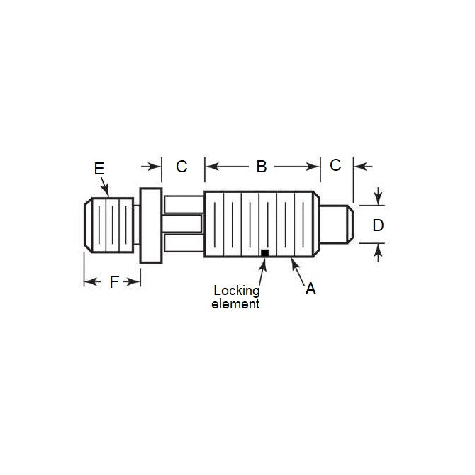 1071282 | PLST-064C-127-TASL-011 (250 Pcs) --- Spring Threaded Adapter Plungers - 1/4-20 UNC - 6.35mm - 12.7 mm - 2.2 N Locking - Stainless Steel Plunger