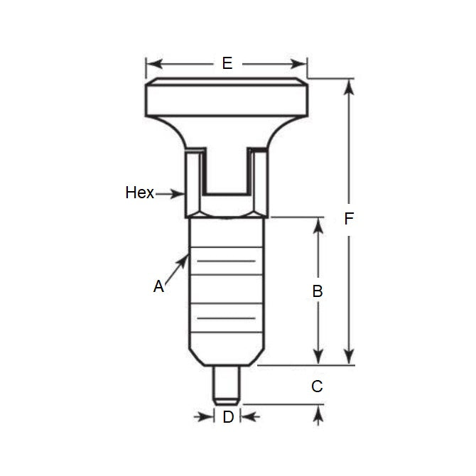 1066390 | PLST-060-130-HCLLK-002 --- Spring Plungers - M6 - 6x1mm - 13 mm - 0.5 N Acetal Handle - Steel Plunger