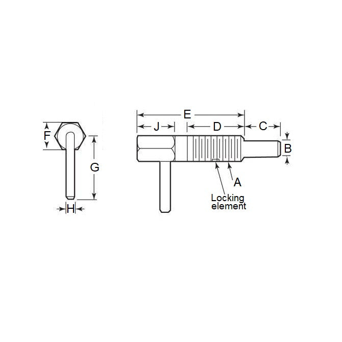 1110556 | PLST-159C-445-HLPCL-022 --- Spring Plungers - 5/8-11 UNC - 15.88mm - 44.5 mm - 4.5 N L Handle - Steel Body with Phenolic Plunger