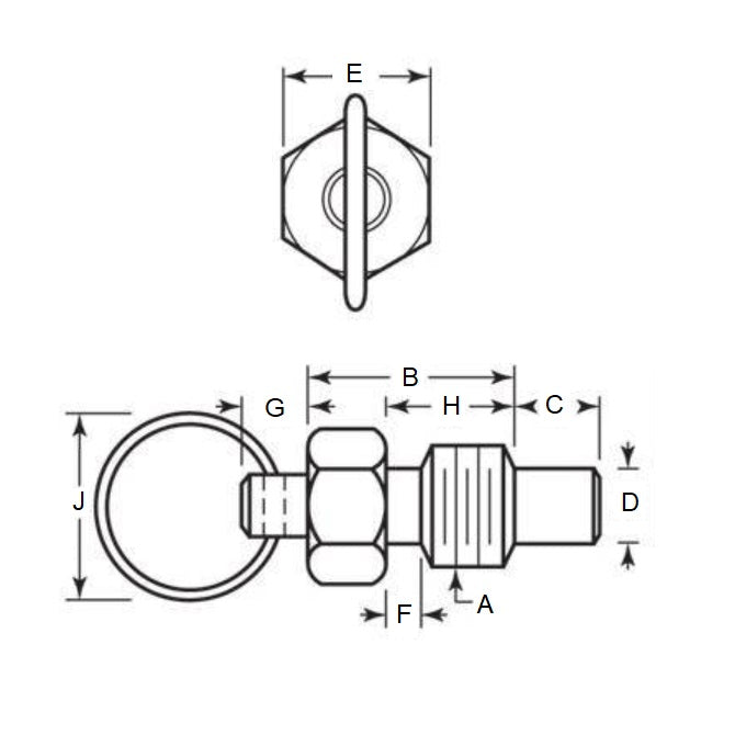 1110154 | PLST-159C-254-RC-022 --- Spring Plungers - 5/8-11 UNC - 15.88mm - 14.2 mm - 5.6 N Ring Handle - Steel