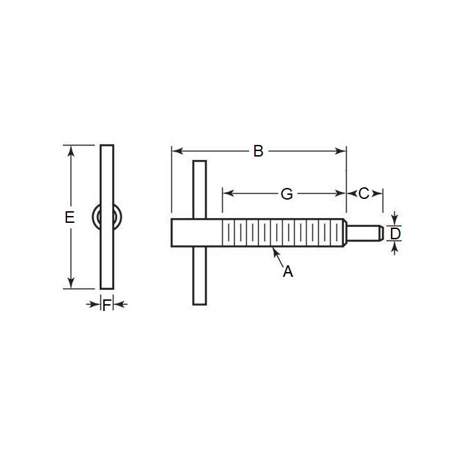 1110643 | PLST-159C-605-HTSL-022 --- Spring Plungers - 5/8-11 UNC - 15.88mm - 43.2 mm - 11.1 N Tee Handle - Stainless Steel Plunger