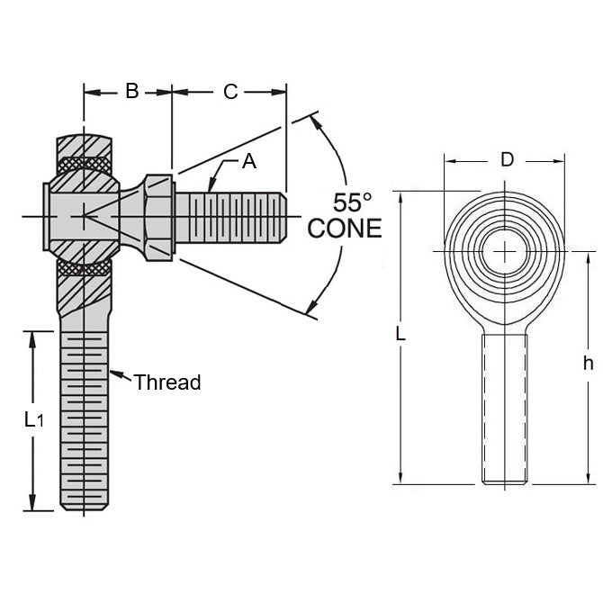 1074173 | SPM4SRS (50 Pcs) --- 1/4-28 UNF - 6.35mm - Right Hand 25.4x14.28 mm