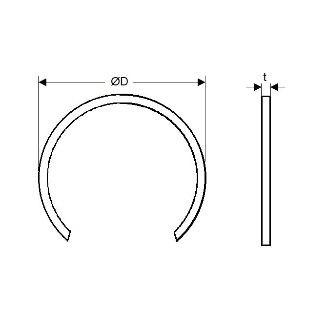 1050346 | WRE-0040-LS (PK-50) --- External Retaining Rings - 4x0.5x3.8 mm Snap Rings - Carbon Spring Steel