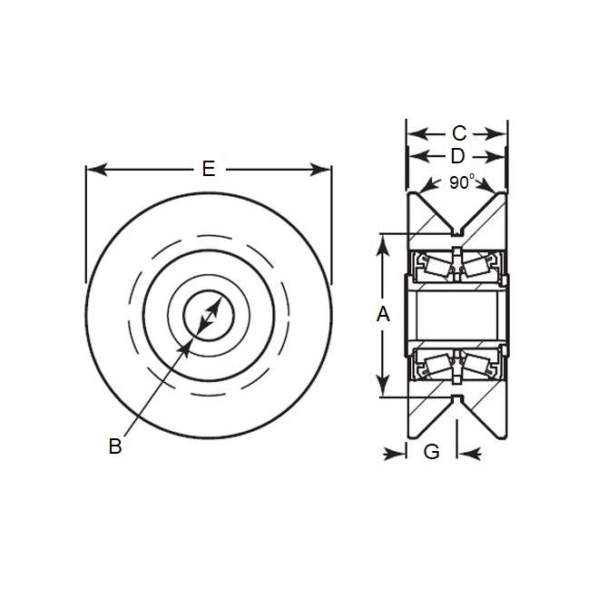 1183783 | CCF955RS --- V-Groove Rollers - 95.25x39.68x19.05 mm - Steel Roller