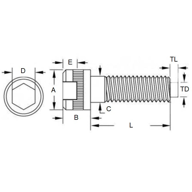 1072798 | SC064C-038-C-SK-C-BT --- Cap Tipped Screws - 1/4-20 UNC - 6.35mm - 38.1x3.2 mm Socket - Steel Alloy Screw