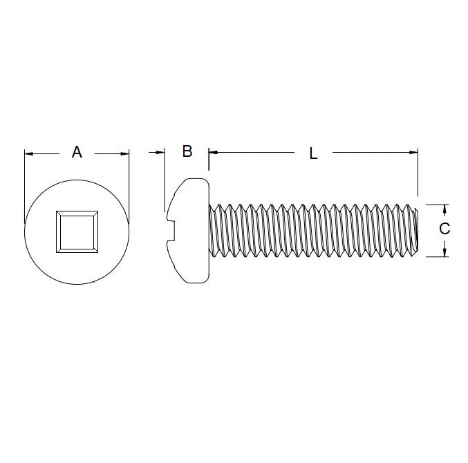 1066319 | SCS0600-012-P-PCS-CZ (100 Pcs) --- Security Screws - M6 - 6x1mm - 12 mm - Steel Case Hardened Zinc Alloy Post Combi Square Screw