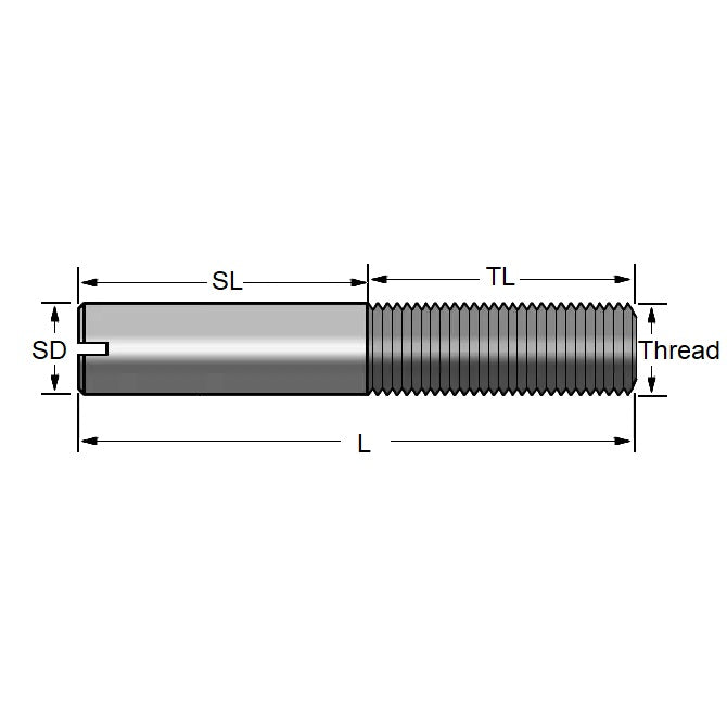 1091067 | SS100M-0200-ASP --- Partial Thread Slotted Set Screws - M10 - 10x1.5mm - 20 mm  - Steel Alloy, Rockwell B75 Screw