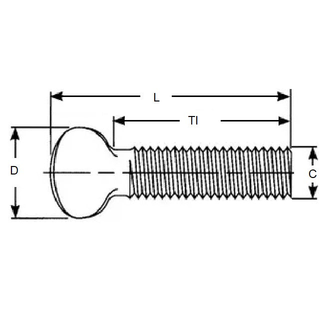 1102152 | THS127C-038-F-MI (50 Pcs) --- Thumb Screws - 1/2-13 UNC - 12.7mm - 38.1x61.91 mm Flat Key Head - Malleable Iron Screw
