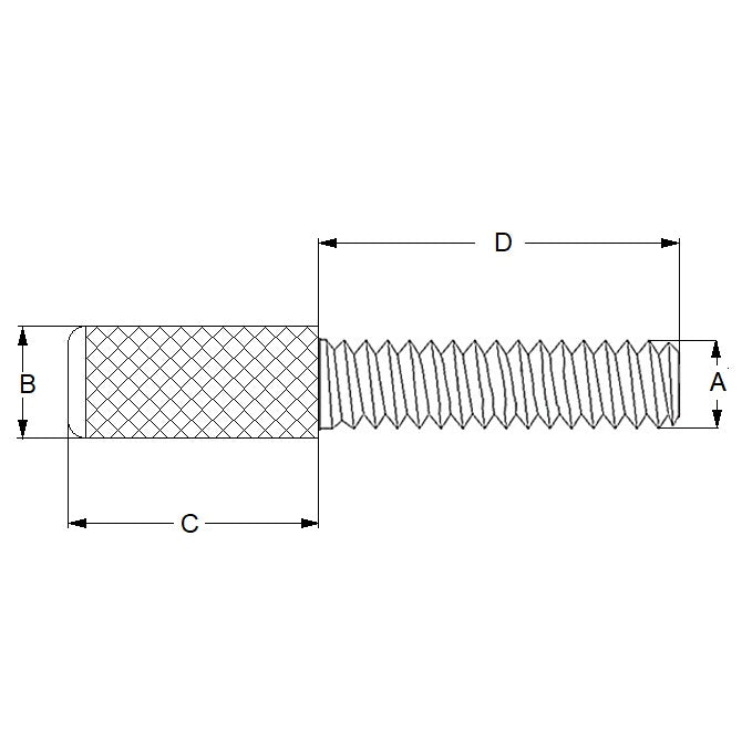 1043346 | THS028C-025-K-3-P --- Thumb Screws - 4-40 UNC - 2.85mm - 25.4x34.93 mm Knurled - Stainless Steel 303/304 Similar to A2, 18-8 HRB80 Screw