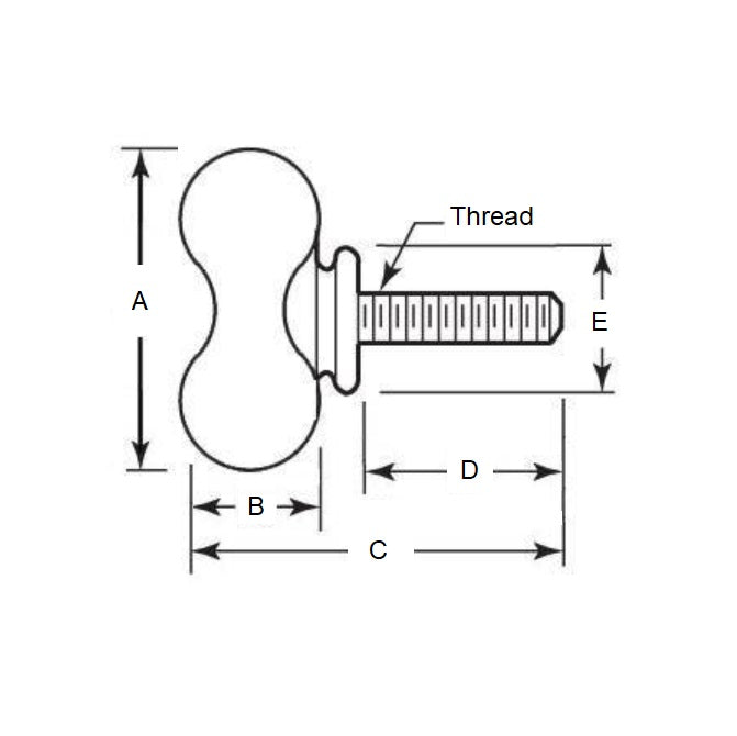 1072447 | THS064C-025-W-CS-WF --- Thumb Screws - 1/4-20 UNC - 6.35mm - 25.4x46.04 mm Wing - Malleable Iron Screw