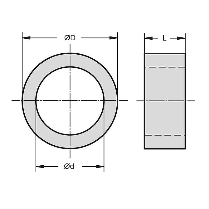 1041743 | W0025-F-005-080-BN (2 Pcs) --- Through Bore Round Spacers - 2.5x5x8 mm - Brass - Nickel Plated Spacer