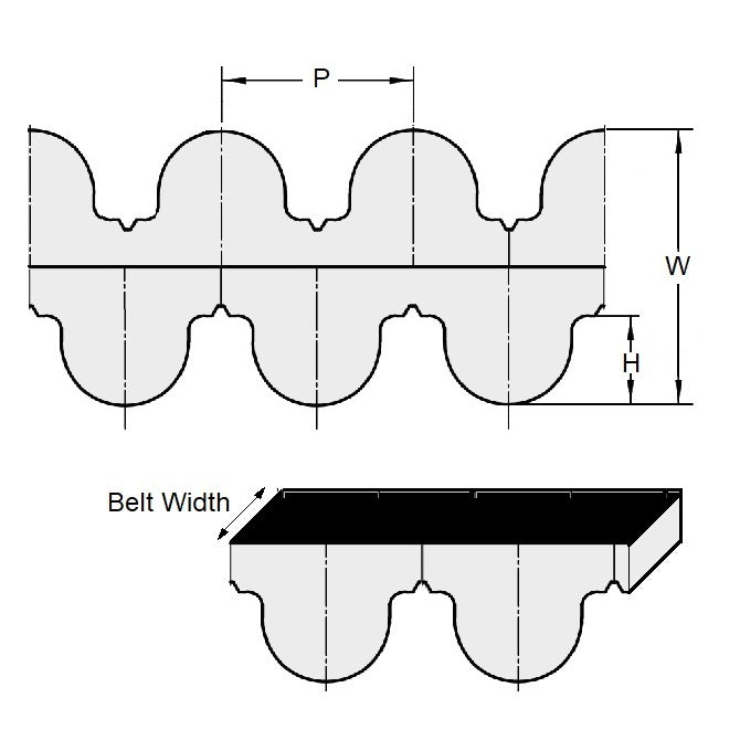 1193014 | BD-030G-0124-0060-NFB --- Timing 3.000mm Pitch Belts - 124 tooth - 372x6 mm - Nylon Covered Neoprene Rubber with Fibreglass GT2 or Carbon Fibre GT3 Cords
