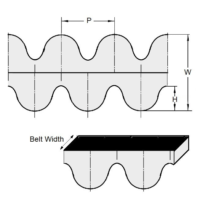 1214882 | BD-030H-0342-0060-NFB --- Timing 3.000mm Pitch Belts - 342 tooth - 1026x6 mm - Nylon Covered Neoprene Rubber with Fibreglass