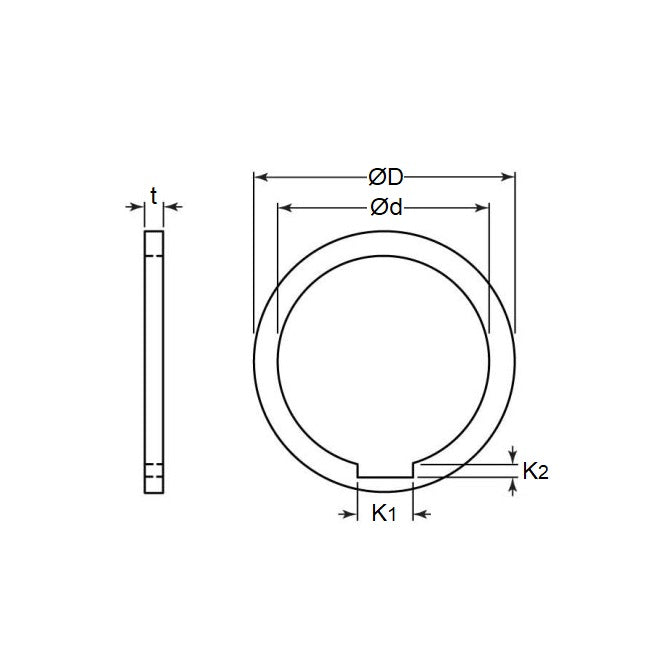 1149928 | W0381-F-054-0051-K-C (10 Pcs) --- Arbor Spacers - 38.1x53.975x0.508 mm - Carbon Steel Spacer