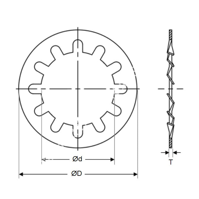 1066390 | W0060-LI-013-007-CZ (50 Pcs) --- Lock Washers - 6x13x0.7 mm Internal Tooth Washer