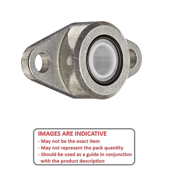 1072637 | HF1-250-A (2 Pcs) --- Flanged 2 Bolt Housing and Bearing Assembly - 6.35x31.75x41.4 mm Self Aligning - Delrin ™