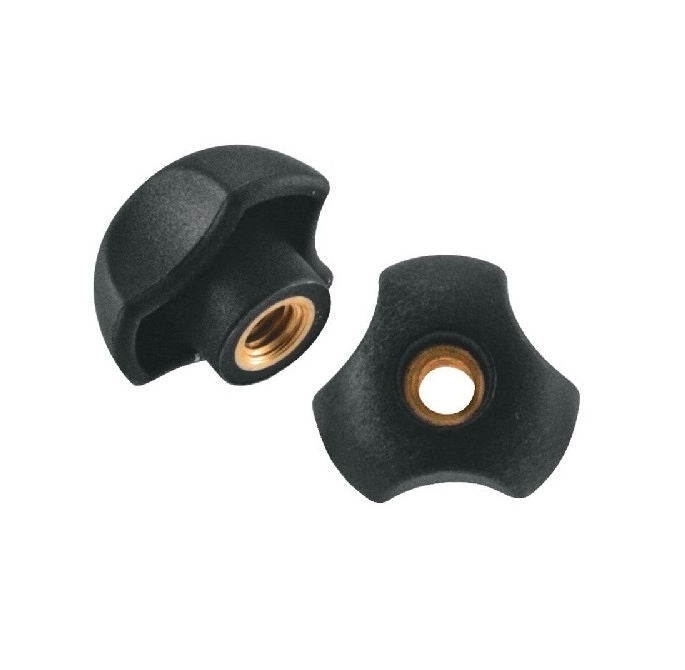 1072283 | KF064C-025-3L-P (5 Pcs) --- Lobe Knobs - 1/4-20 UNC - 6.35mm - 24.89x10.9 mm Three Lobe - Brass Knob