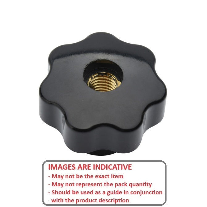 1226157 | KF100M-040-7L-P --- Lobe Knobs - M10 - 10x1.5mm - 40x25 mm Seven Lobe - Brass Knob