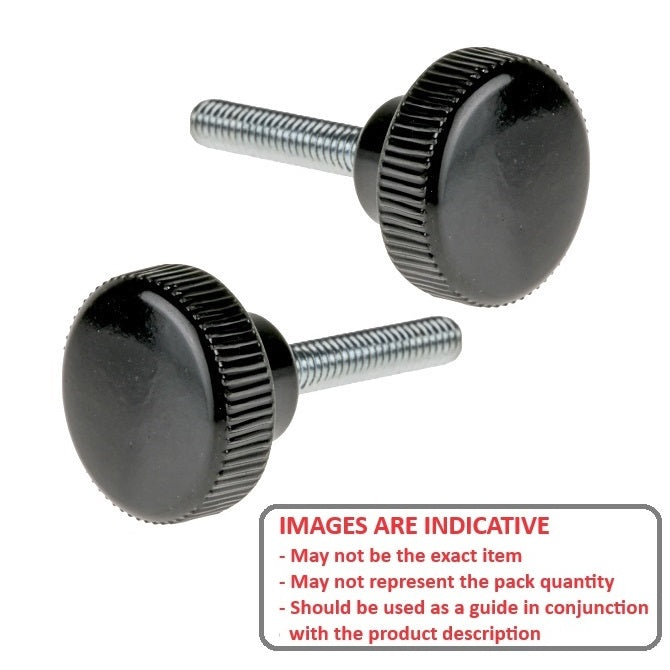 1053212 | KM040M-016-KN15-PH (5 Pcs) --- Knurled Knobs - M4 - 4x0.7mm - 15.5x15 mm Male - Phenolic Knob