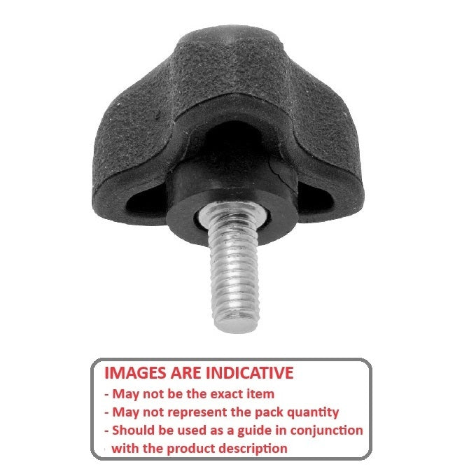 1059360 | KM048F-030-3L-SFT --- Lobe Knobs - 10-32 UNF - 4.76mm - 29.97x12.7 mm Three Lobe - Zinc Plated Steel Knob