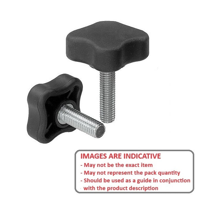 1057422 | KM048C-020-4L19 --- Lobe Knobs - 10-24 UNC - 4.76mm - 20.07x19.1 mm Four Lobe - Plated Steel Knob