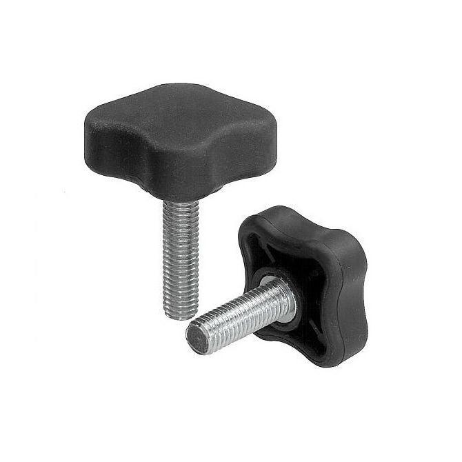 1057422 | KM048C-020-4L19 --- Lobe Knobs - 10-24 UNC - 4.76mm - 20.07x19.1 mm Four Lobe - Plated Steel Knob