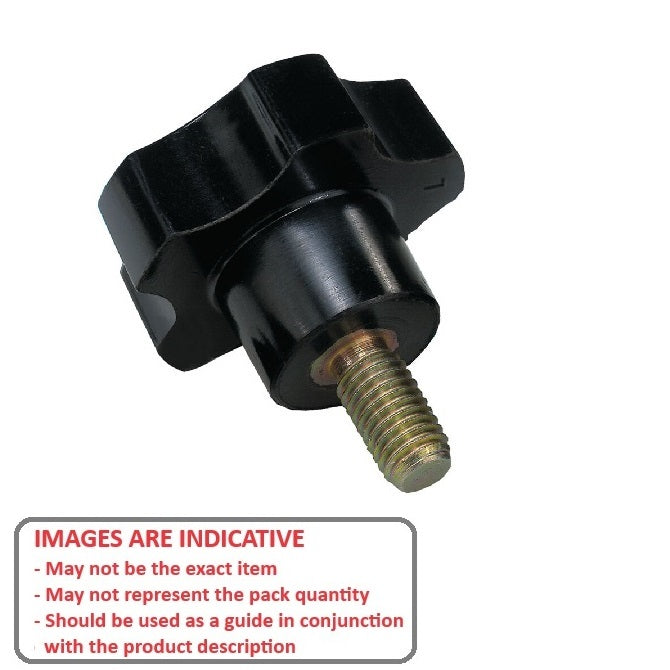 1068064 | KM060M-040-5L18 (10 Pcs) --- Lobe Knobs - M6 - 6x1mm - 40x18 mm Five Lobe - Steel Knob