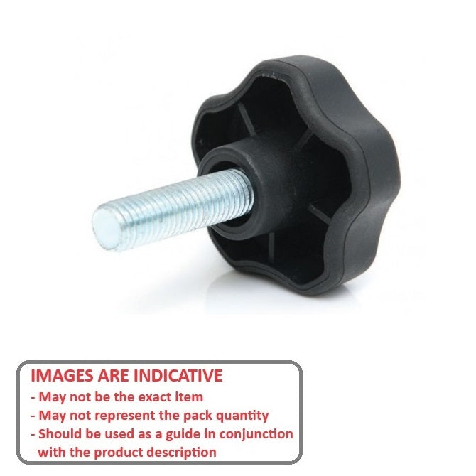 1059292 | KM048F-025-5LSFT19-ST --- Lobe Knobs - 10-32 UNF - 4.76mm - 25x19.1 mm Five Lobe - Plated Steel and Plastic Knob
