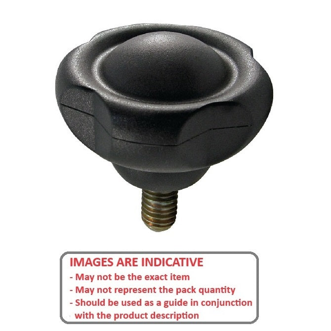1087398 | KM095C-063-5L40-S4 --- Lobe Knobs - 3/8-16 UNC - 9.53mm - 63x40 mm Five Lobe - Stainless Steel 304 Similar to A2, 18-8 HRB80 Knob