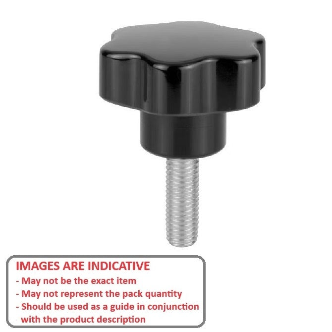 1072937 | KM064C-040-6L25-S4 --- Lobe Knobs - 1/4-20 UNC - 6.35mm - 40x25 mm Six Lobe - Stainless Steel 304 Similar to A2, 18-8 HRB80 Knob