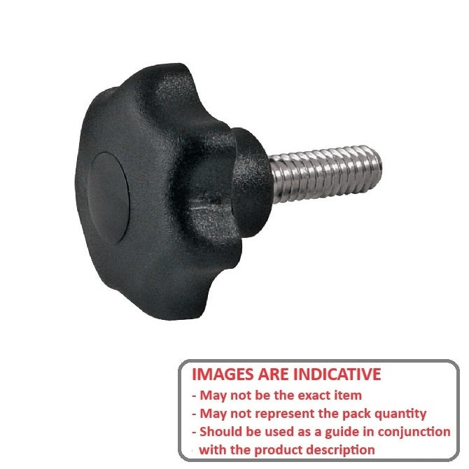 1059293 | KM048F025-7L20-ST (5 Pcs) --- Lobe Knobs - 10-32 UNF - 4.76mm - 25x20 mm Seven Lobe - Plated Steel Knob