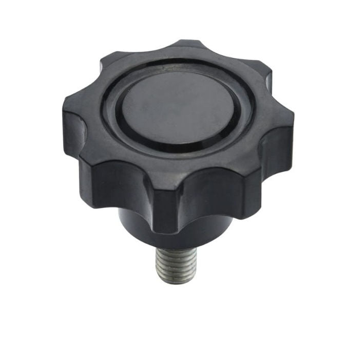 1098550 | KM120M-050-8L15 --- Lobe Knobs - M12 - 12x1.75mm - 50x15 mm Eight Lobe - Phenolic and Brass Knob