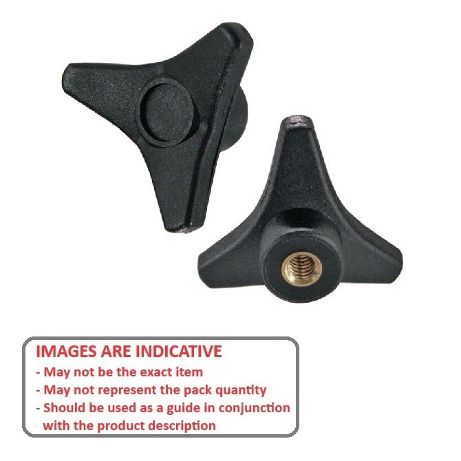 1072019 | KF064C-019-TRI-BHF --- Tri Knobs - 1/4-20 UNC - 6.35mm - 19.05 - - Blind Hole - Brass Knob